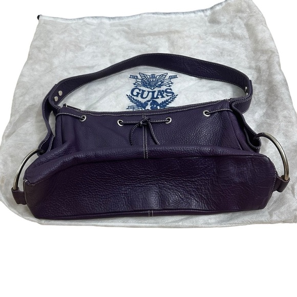 Guia’s Shoulder Bag Purse Purple Leather Made in Italy Bow Casual Dainty Large - Picture 3 of 8